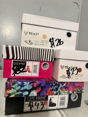 Cape Robbin Multicolor Floral & Leopard Shoe Boxes